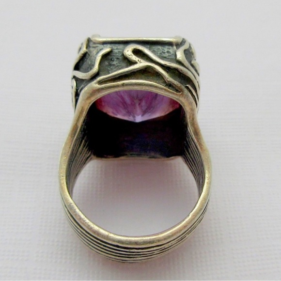 Silpada Vintage Oxidized Heavy Sterling Silver Lavender Fields CZ Ring Sz 8 - Picture 3 of 7